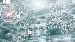 Business process Automation Smart industry Artificial Intelligence. Gears mechanism mixed media. Business process Automation Smart industry Artificial Intelligence. Gears mechanism mixed media.