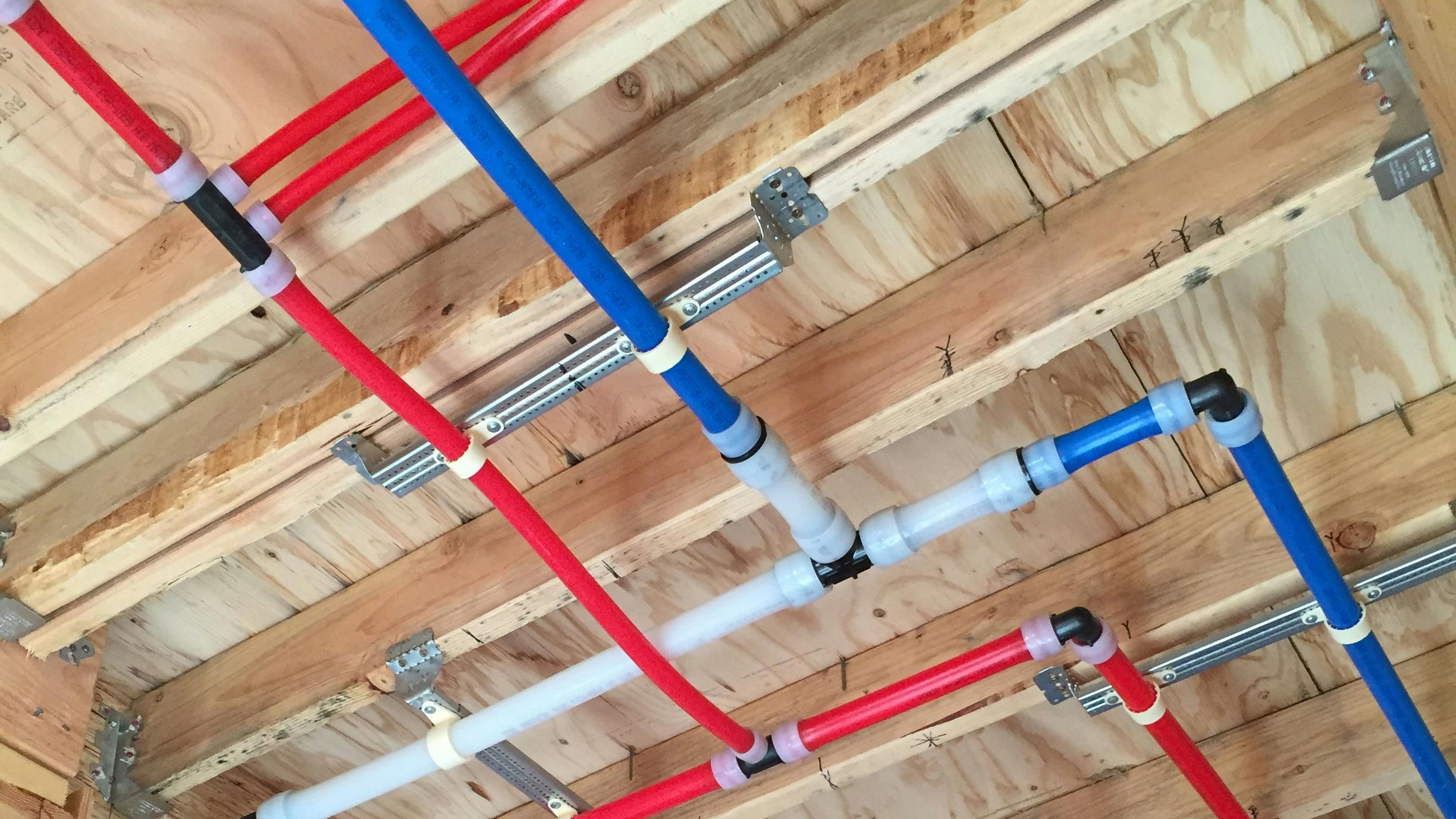 PEX tubing for hot and cold water.