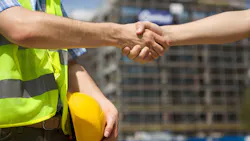 shaking hands at the construction site shaking hands at the construction site