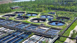 wastewater treatment facility seen from the above wastewater treatment facility seen from the above