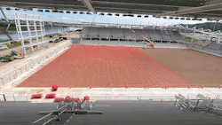 Radiant tubing mid-installation, as seen from the stands of the new stadium. Radiant tubing mid-installation, as seen from the stands of the new stadium.