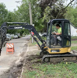 Caiden Bailey running the excavator. Caiden Bailey running the excavator.