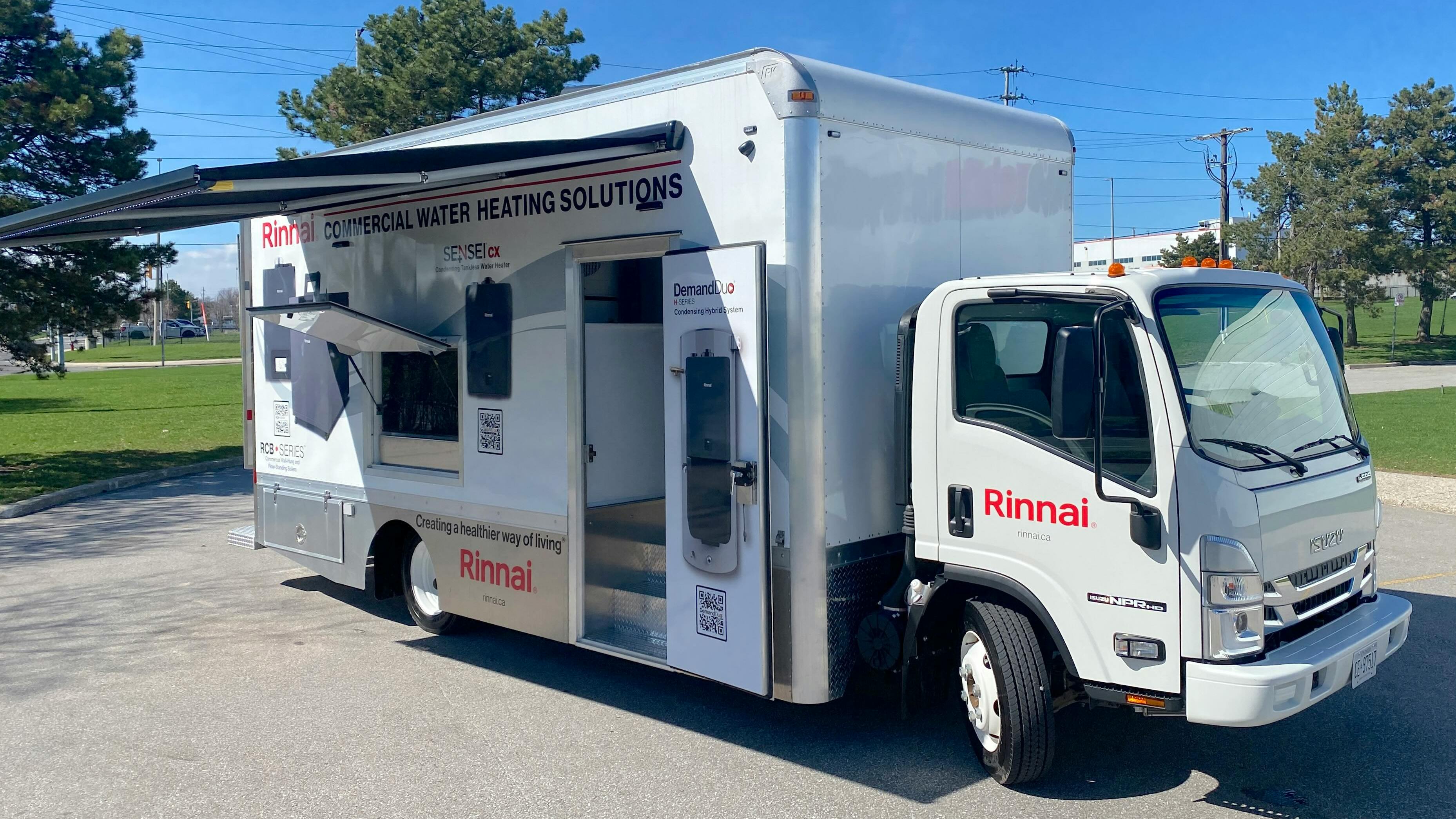 The exterior of the new Rinnai mobile showroom.