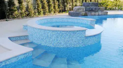 pool and hot tub with blue tile
