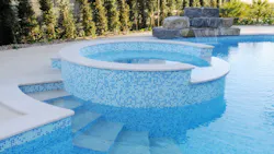 pool and hot tub with blue tile pool and hot tub with blue tile