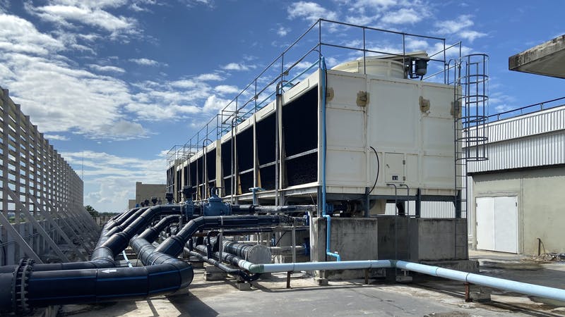 cooling tower on a large data center building