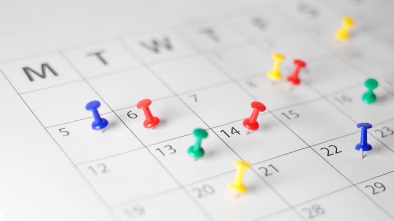 scheduling via calendar and push pins