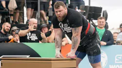 A compeititor rests on a KNAACK MONSTERBOX during the World's Strongest Man competition. A compeititor rests on a KNAACK MONSTERBOX during the World's Strongest Man competition.