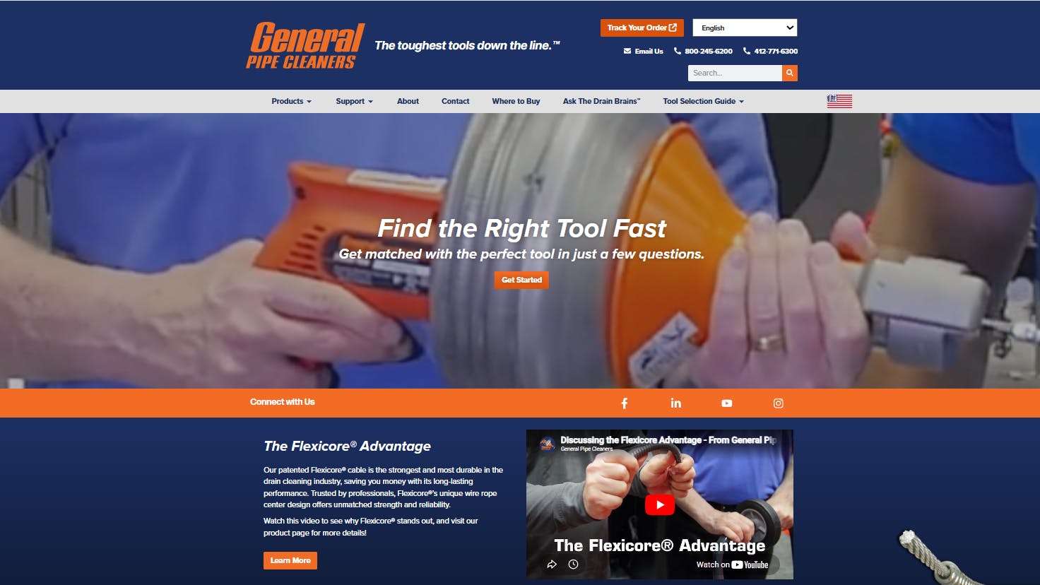 General PIpe Cleaners' redesigned website.