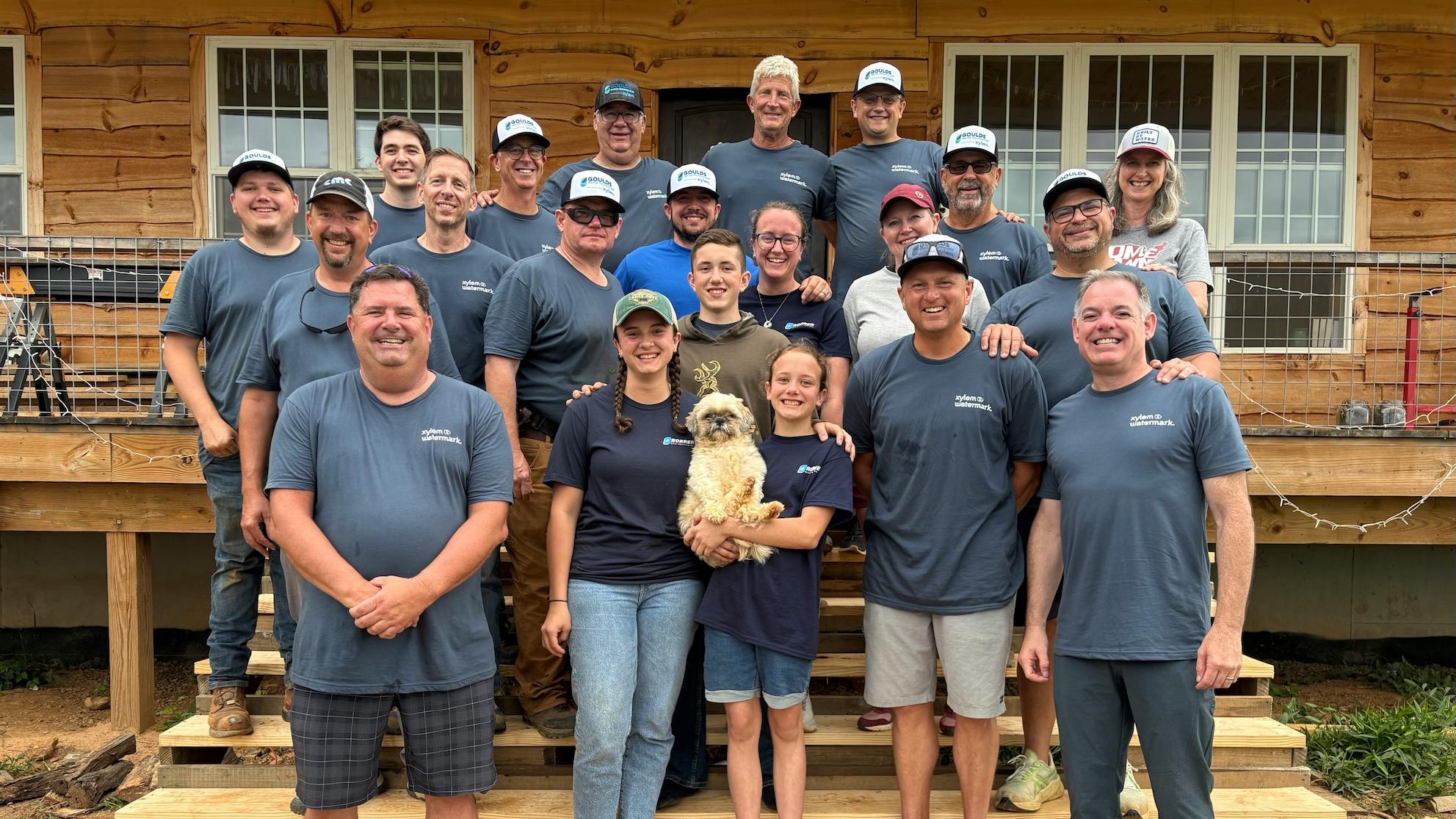The Brown family along with project volunteers at their Willis, VA home.
