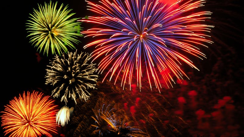 fireworks over water