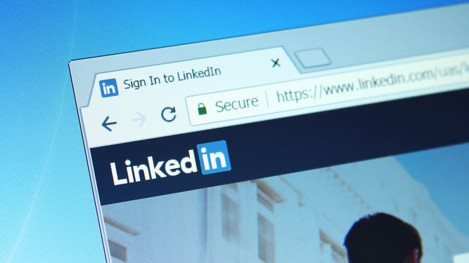 Closeup of a LinkedIn window