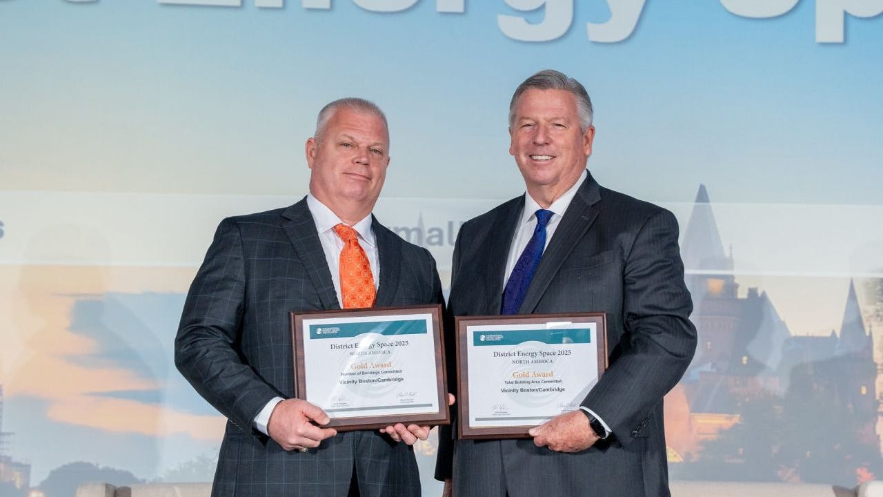 Vicinity Energy Chief Development Officer Brian Mueller accepts IDEA's Gold Award on behalf of the company at IDEA2026 in Ottawa, Canada.
