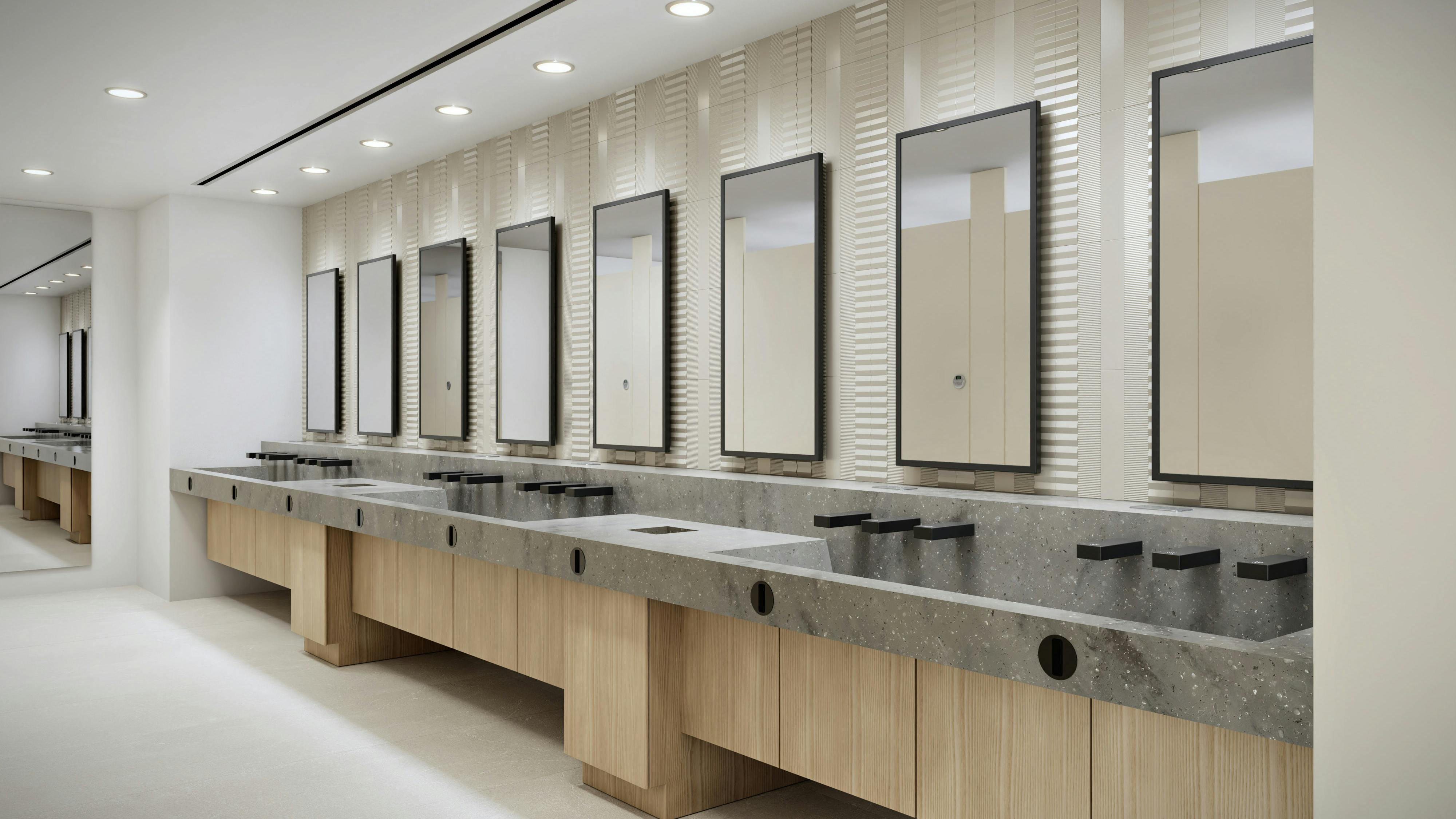 Sloan's FLITE-DEC system is built to withstand heavy commercial and public use while still offering full customization in finish and design.
