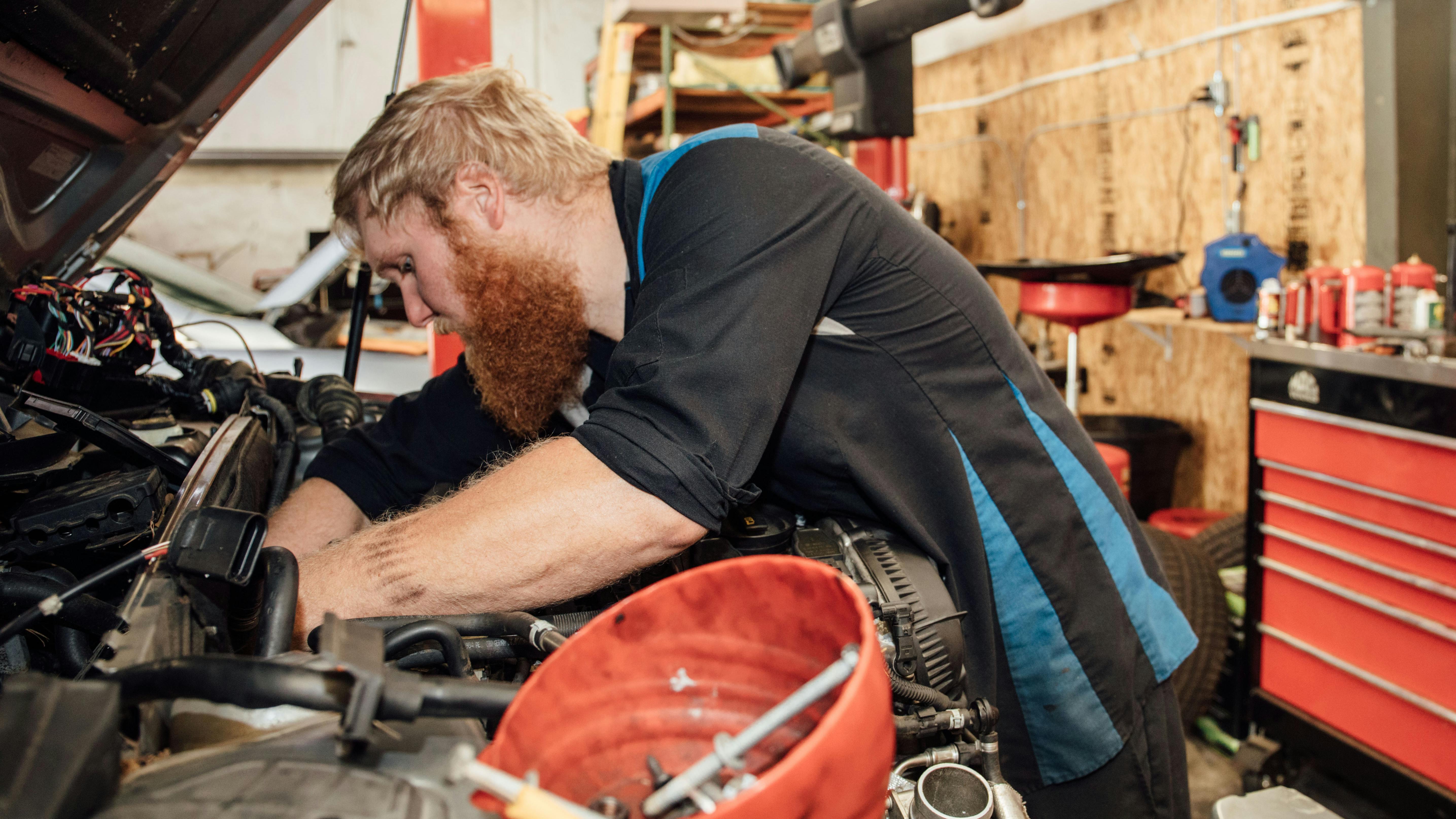 technician servicing a van