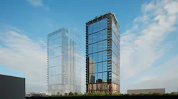A rendering of the planned 33-story building which will be the city’s first all-electric, geothermal multifamily high-rise.