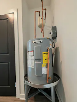 The ProLine® 38-Gallon Lowboy Side-Connect Electric Water Heater.