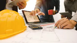 close up of a desk at a construction company