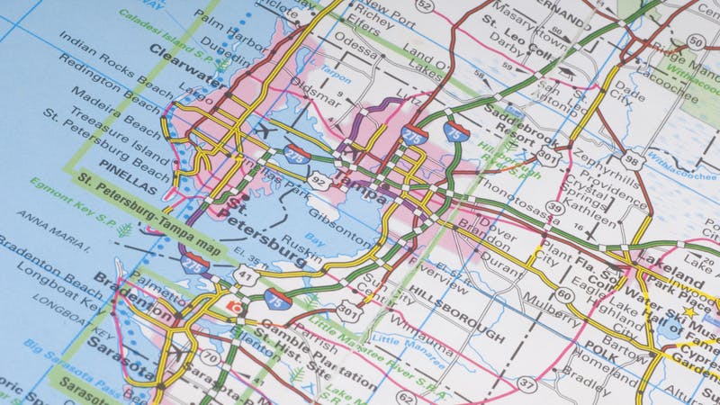 Map of Tampa Bay, Fl.