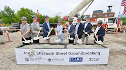 (L-R): David Carlins, CEO of Magellan Development Group, Rodrigo d’Escoto, Principal at Tree Street Group; Ted Weldon, Principal at Tree Street Group; Ciere Boatright, Commissioner of the Chicago Department of Planning and Development; 27th Ward Alderman Walter “Red” Burnett; Ed Kruschka, Principal at Tree Street Group; J.R. Berger, President of Magellan Development Group; former 27th Ward Alderman Walter Burnett, Jr.
