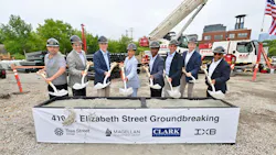 (L-R): David Carlins, CEO of Magellan Development Group, Rodrigo d’Escoto, Principal at Tree Street Group; Ted Weldon, Principal at Tree Street Group; Ciere Boatright, Commissioner of the Chicago Department of Planning and Development; 27th Ward Alderman Walter “Red” Burnett; Ed Kruschka, Principal at Tree Street Group; J.R. Berger, President of Magellan Development Group; former 27th Ward Alderman Walter Burnett, Jr.