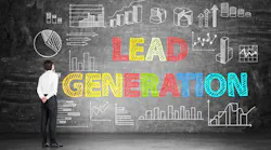 businessman looking at LEAD GENERATION chalk art