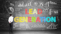 businessman looking at LEAD GENERATION chalk art