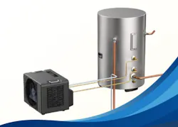 Midea’s new split-system heat pump water heater.