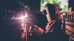 Welding steel on a construction site.