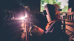 Welding steel on a construction site.