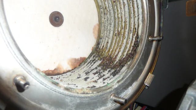 Scale present in the heat exchanger.