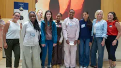 Team B (the winning group of the design challenge) posing with judges Jenny Peysin (front left) and Susann Eva Goerg (back left).