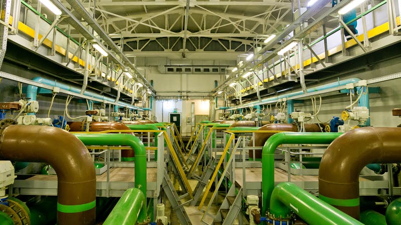 Inside a modern wastewater treatment plant.