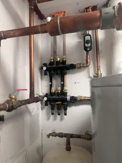 Manifold for the radiant heating system.
