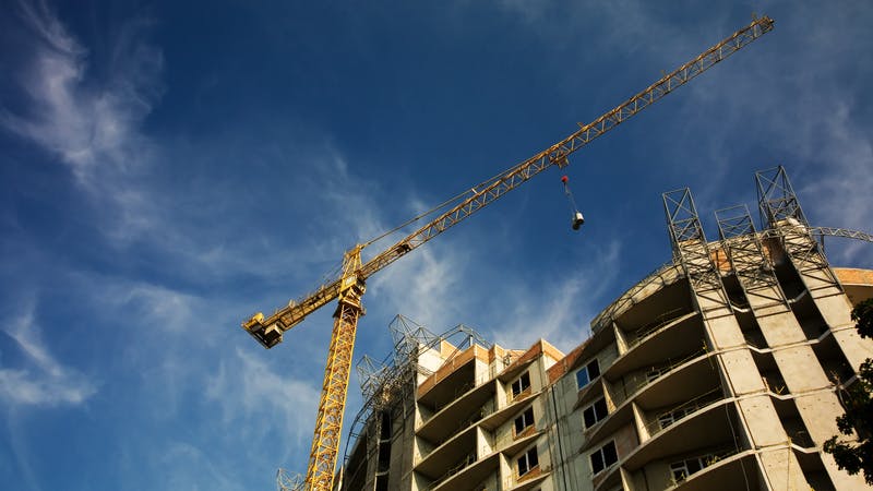 Crane at construction site.
