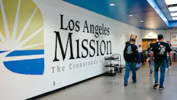 The Los Angeles Mission provides showers, restrooms, meals, clean water and other essential services to people experiencing homelessness.
