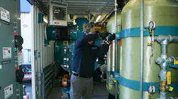An industrial boiler room.