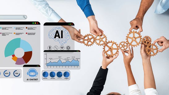 collaboration, artificial intelligence and technology concept
