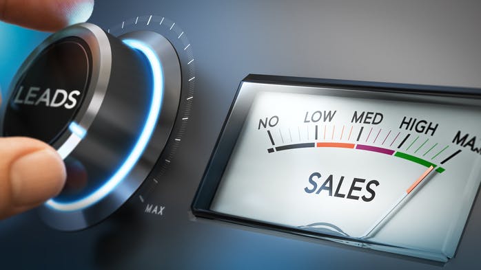 Hand turning a knob to set number of leads to the maximum to generate more sales.