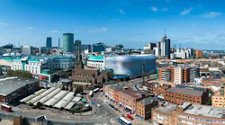 The skyline of downtown Birmingham, UK, site of the 14th World Plumbing Conference.