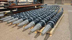 High-efficiency vertical turbine pump bowl assemblies ready for installation.