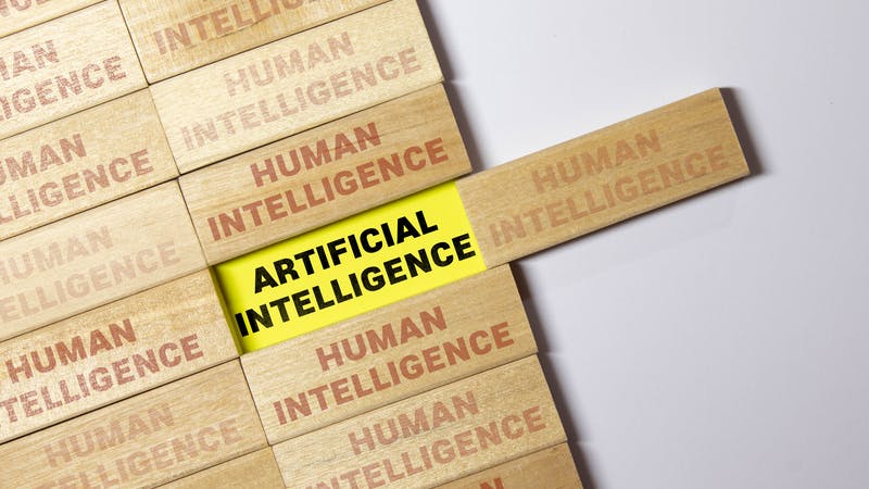AI intelligence vs human intelligence concept art