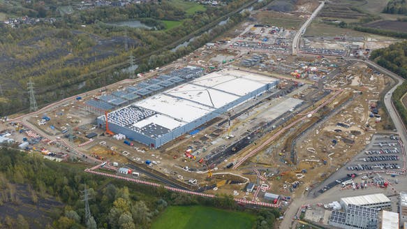 Aerial view of a data center under construction.