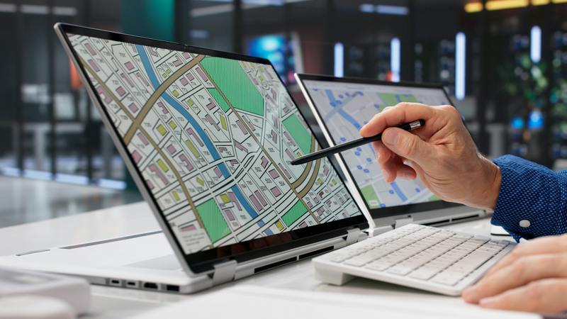 a person inspecting public real estate data