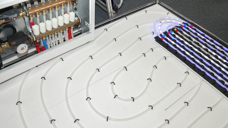Modern under floor heating system with accesories.