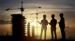 construction workers sunset silhouette photo