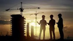 construction workers sunset silhouette photo