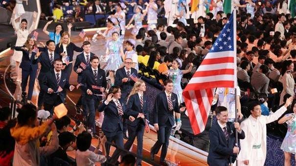 The American delegation at the 48th WorldSkills Competition in Shanghai, China.