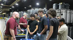 Students participate in an interactive session at the A. O. Smith factory tour in McBee, SC.