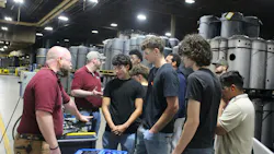 Students participate in an interactive session at the A. O. Smith factory tour in McBee, SC.